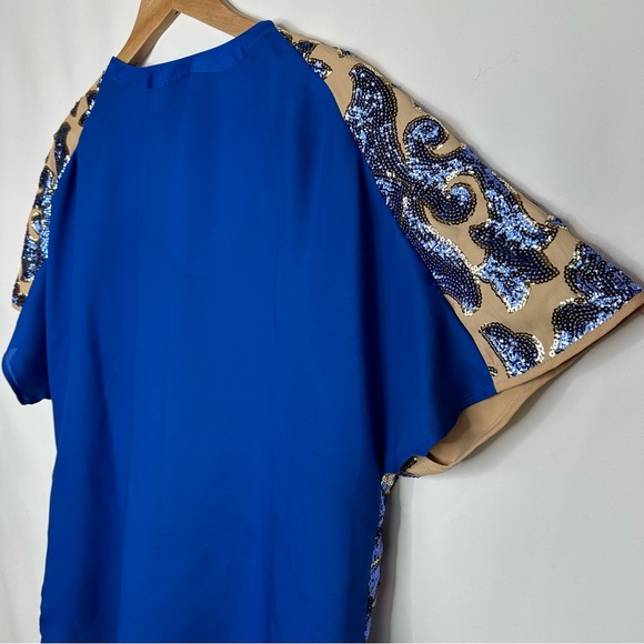 Tracy Reese x Neiman Marcus Blue Sequin Short Sleeve Blouse Top XXL - Picture 9 of 11